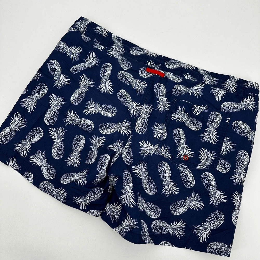 Express Mens Pineapple Print Swim Trunks Navy Size Medium Summer Board Shorts‎